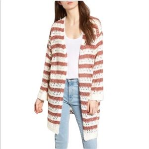 Anthropologie Moon River Open Knit Striped Long Cardigan Size M NEW